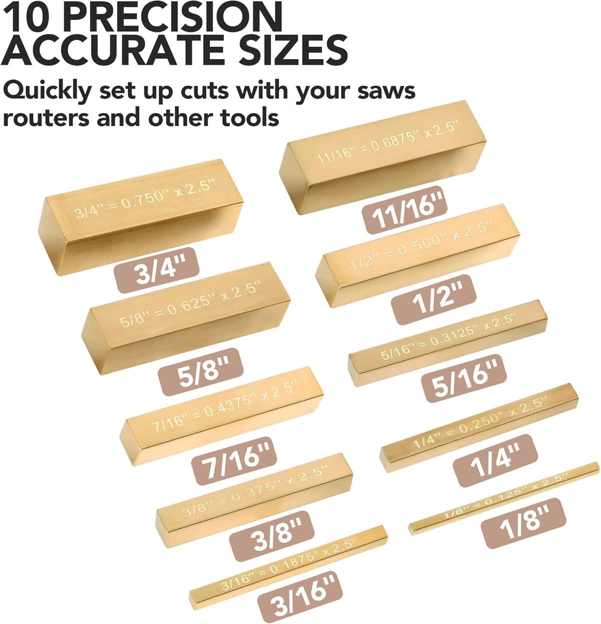 10 Brass Setup Blocks Height Gauge Woodworking Tools B95203