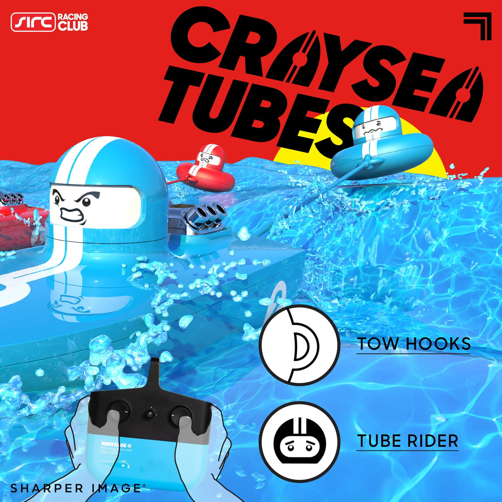 Blue Wireless Rechargeable Bumper Boat with Tow Rider Z661148