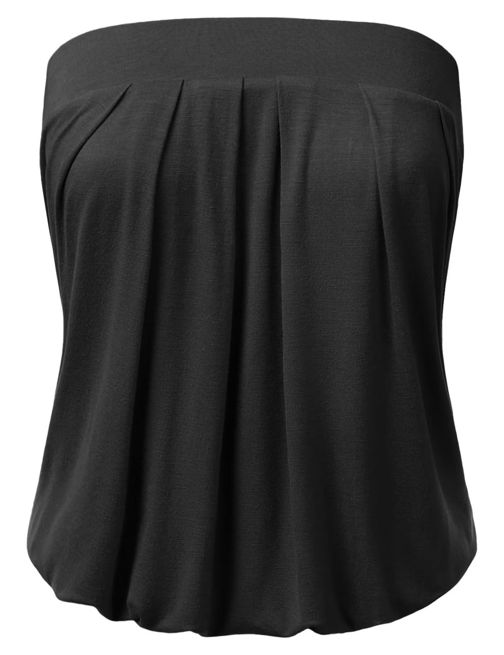 Solid Natural Pleated Tube Top D18360