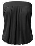 Solid Natural Pleated Tube Top D18360
