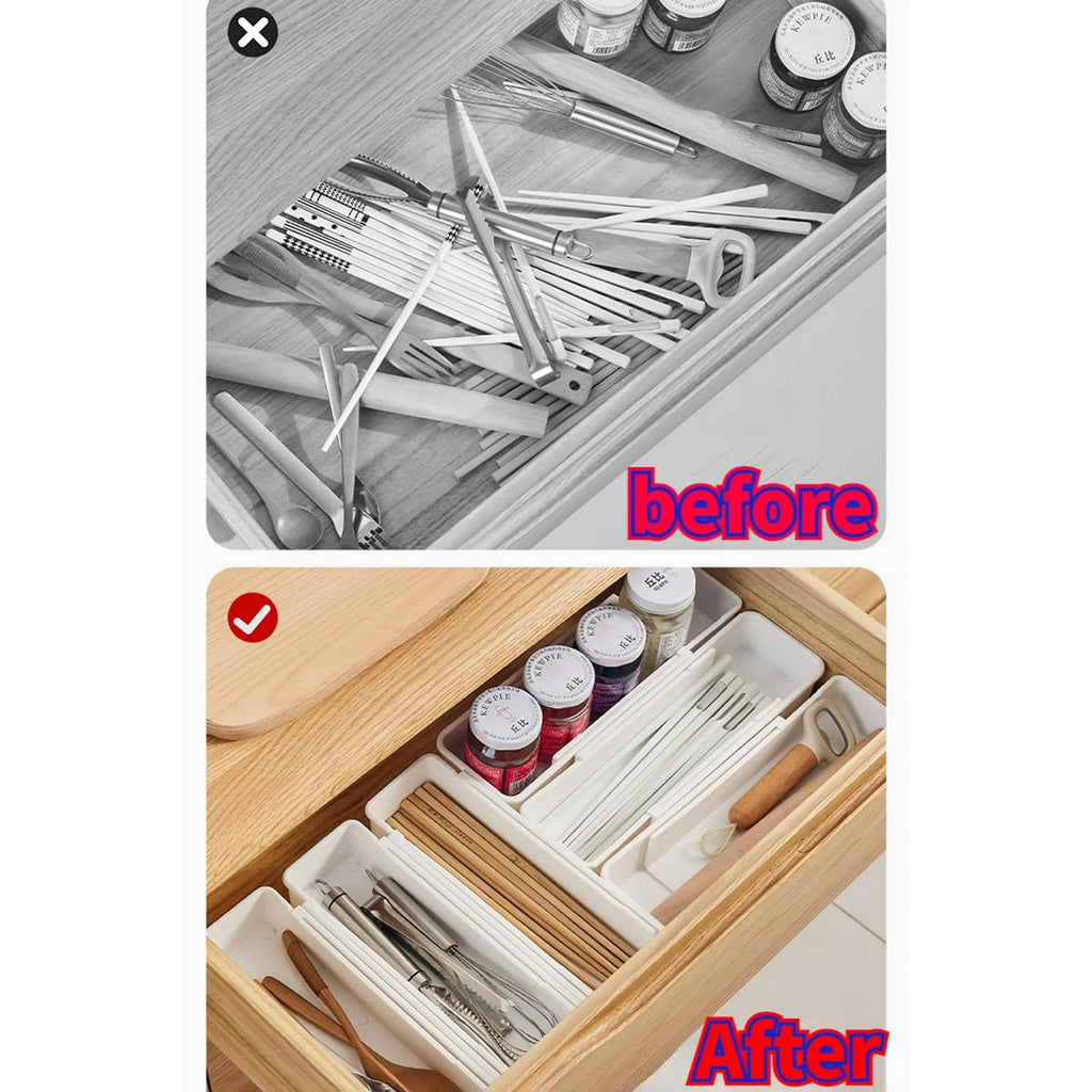 White 4pack Expandable Drawer Organizer Trays A318
