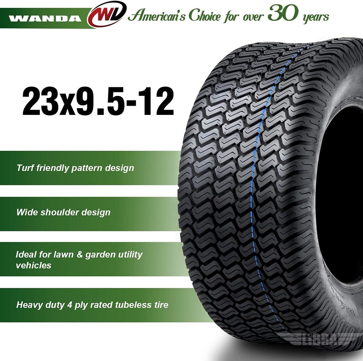 23x9.5-12 Lawn Mower Cart Turf Tire W952