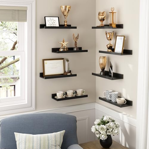 Rustic Brown Wall Shelves Set of 8 W17841