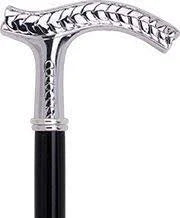 Silver 925r Fritz Leaves Handle Walking Cane with Black Beechwood Shaft and Collar I5288
