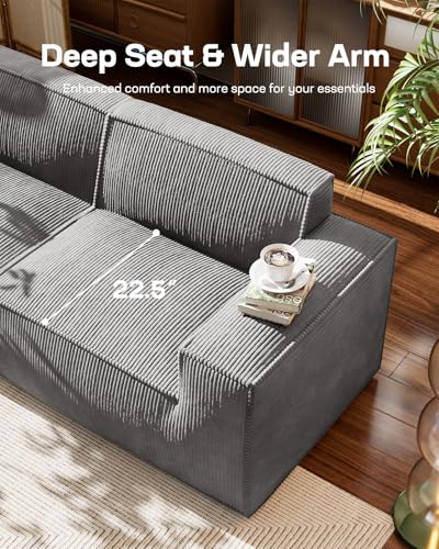 Oversized Deep U Shaped Modular Corduroy Sectional Sofa with Ottoman Q74352