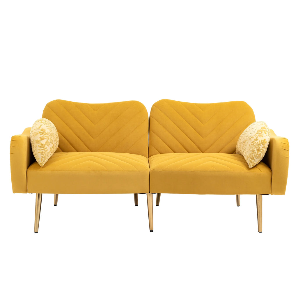 Velvet Love Seats Sofa with 2 Bolster Pillows Z78994