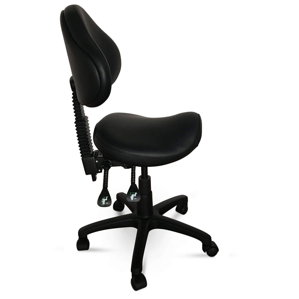 Rolling Saddle Stool with Adjustable Height and Backrest Q8416
