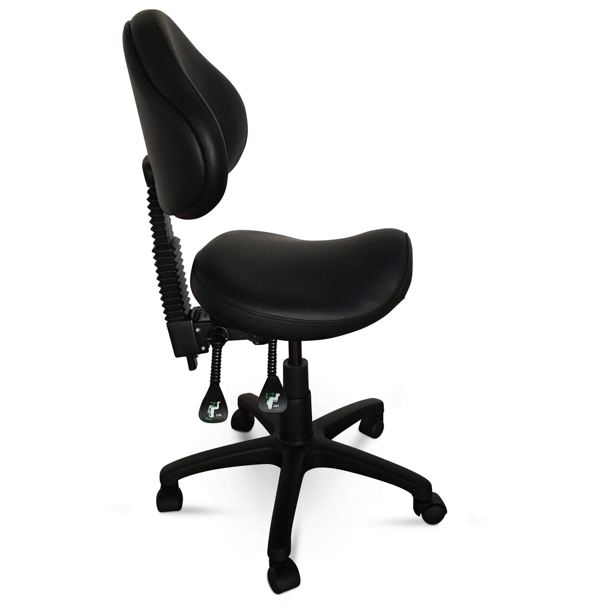 Rolling Saddle Stool with Adjustable Height and Backrest Q8416