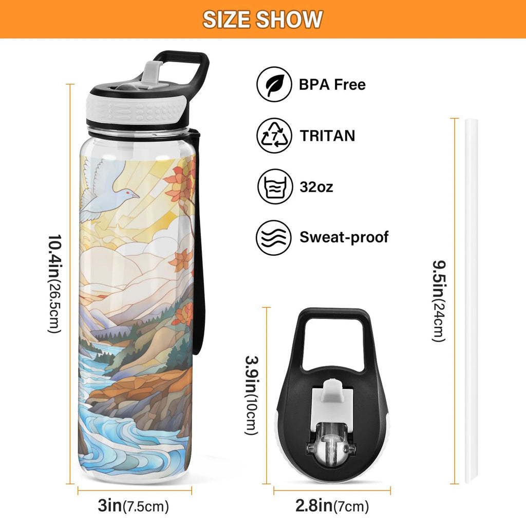 32oz Tritan Leakproof Clear Water Bottle with Straw P872853