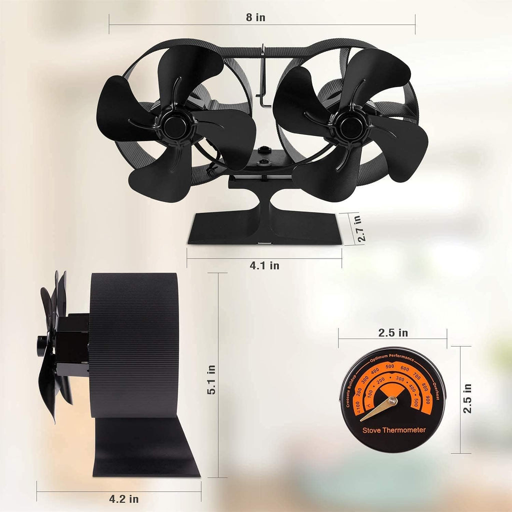 Wood Stove Fan with Thermometer Pack of 2 X444