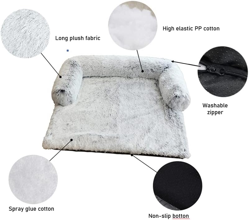 Large Pack of 2 Waterproof Soft Fluffy Dog Bed Mat with Removable Washable Cover S6485