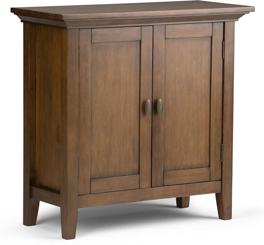 Hickory Brown Solid Wood Low Storage Cabinet with 2 Doors and 2 Adjustable Shelves S9188