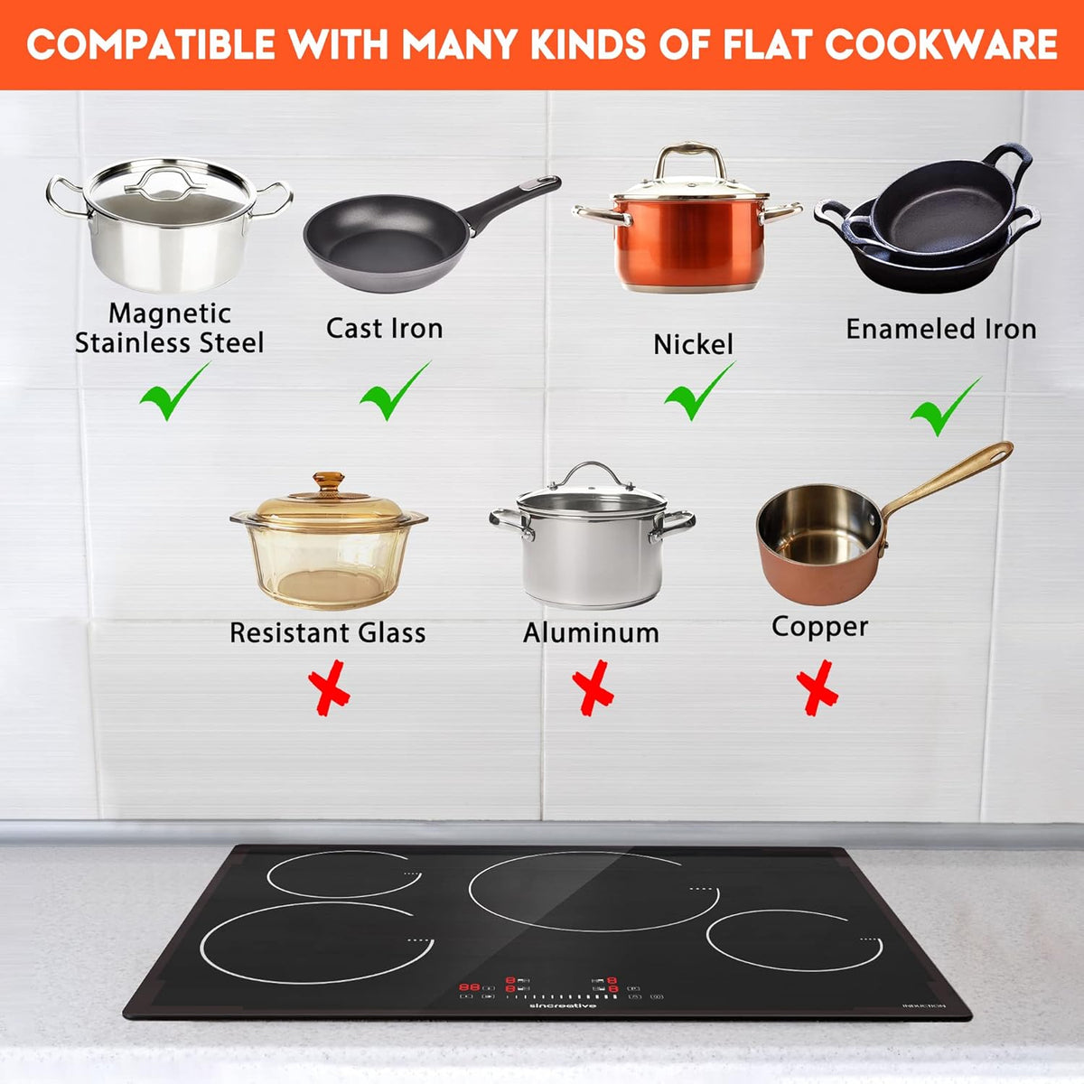 30 Inch 4 Burners Induction Cooktop with Timer D238937