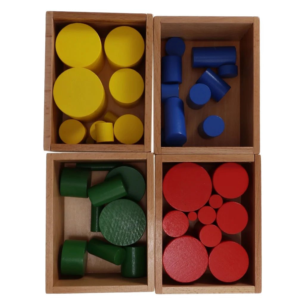 4 Sets Beechwood Montessori Knobless Cylinder Blocks Wooden Toy A893581