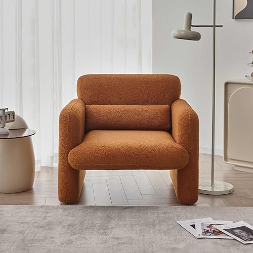 Cream Lambskin Sherpa Fabric Accent Chair L5847
