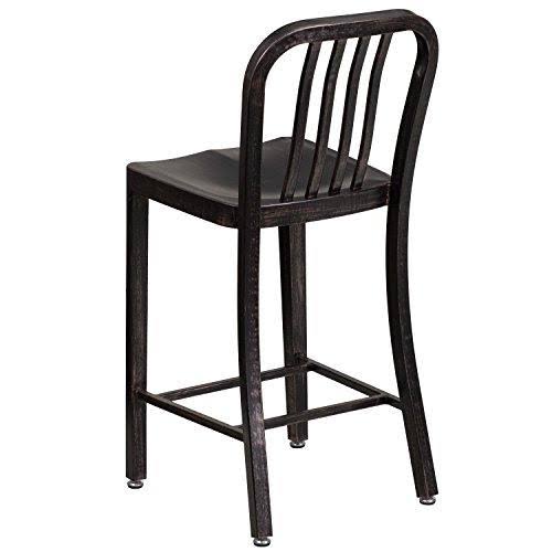 Black-Antique Gold Metal Counter Height Stool B515430