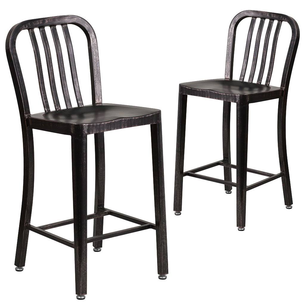 Black-Antique Gold Metal Counter Height Stool B515430