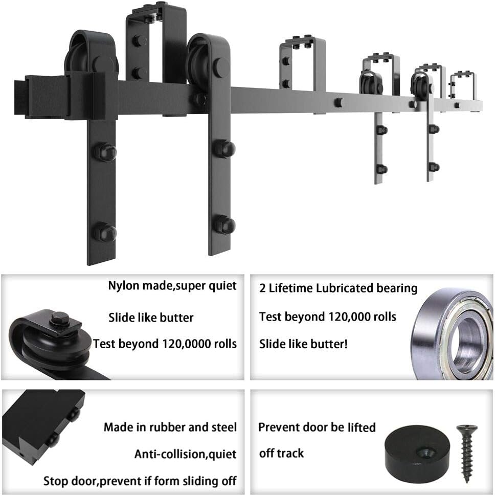 4FT Metal Sliding Bypass Barn Door Hardware Kit Z420