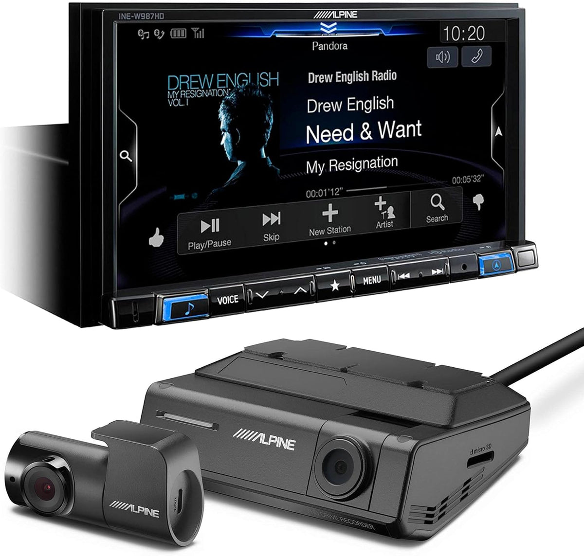 Digital Media Navigation Receiver with Windshield Mount Dashcam S12785