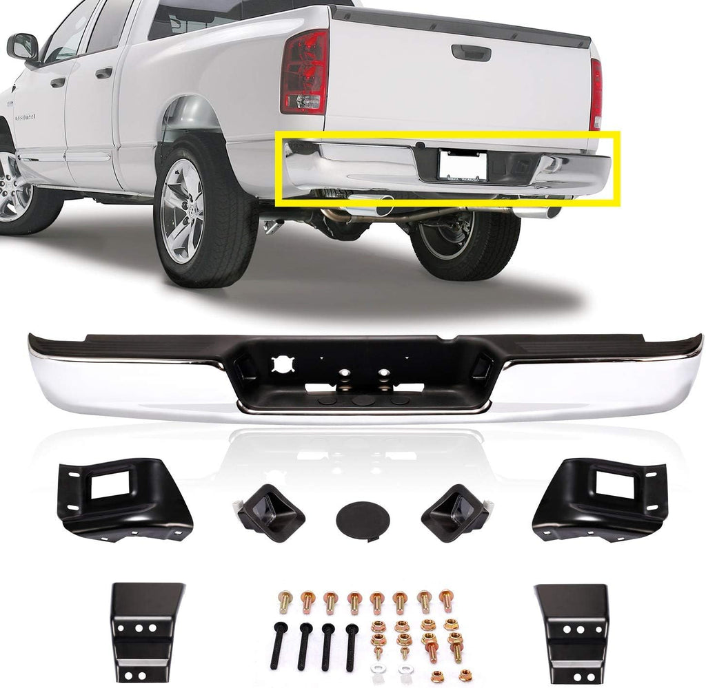 Chrome Rear Step Bumper Bar Assembly with Black Pad W92015