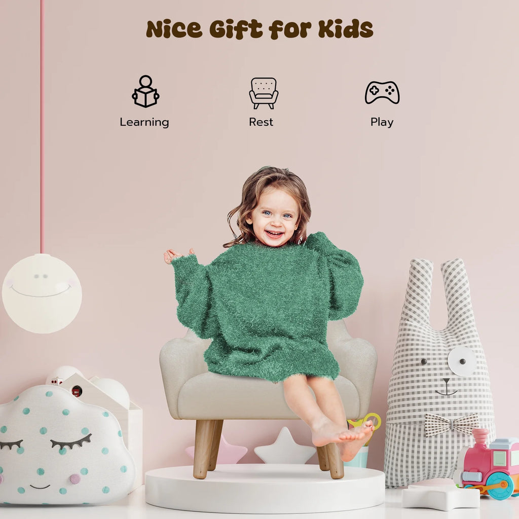 Beige Velvet Kids Armchair with Wooden Legs Z289
