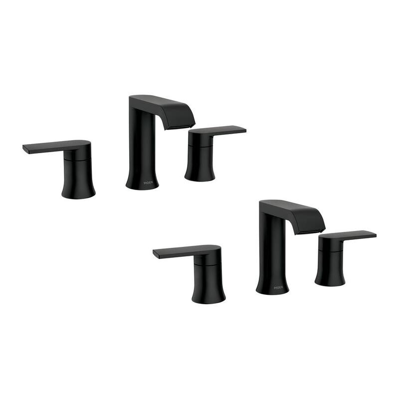 8 in. Widespread Double Handle Bathroom Faucet with Drain in Matte Black 2-Pack V150