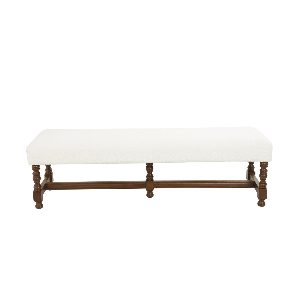 Fabric Bench with Brown Traditional Wood Turned Legs S32227