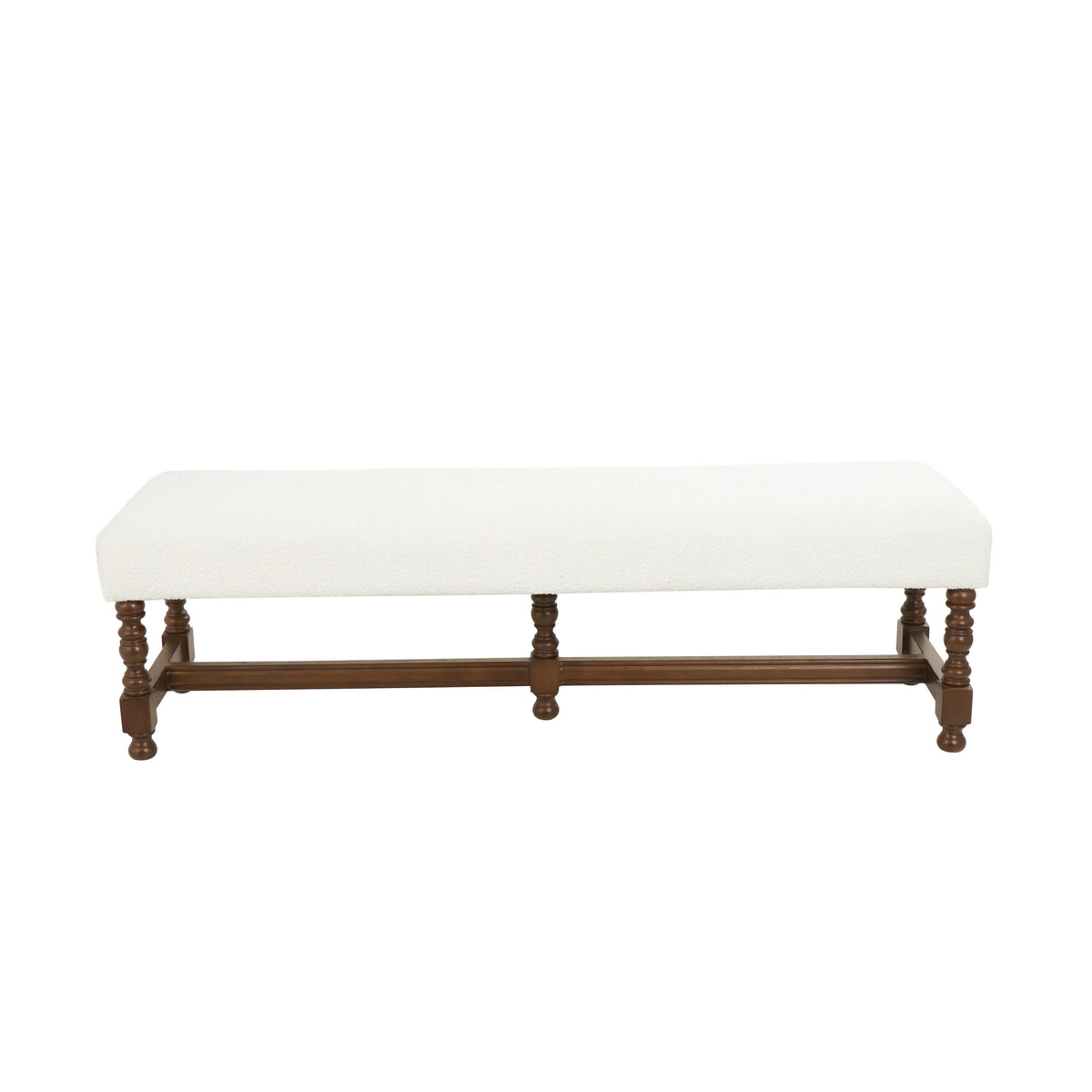 Fabric Bench with Brown Traditional Wood Turned Legs S32227