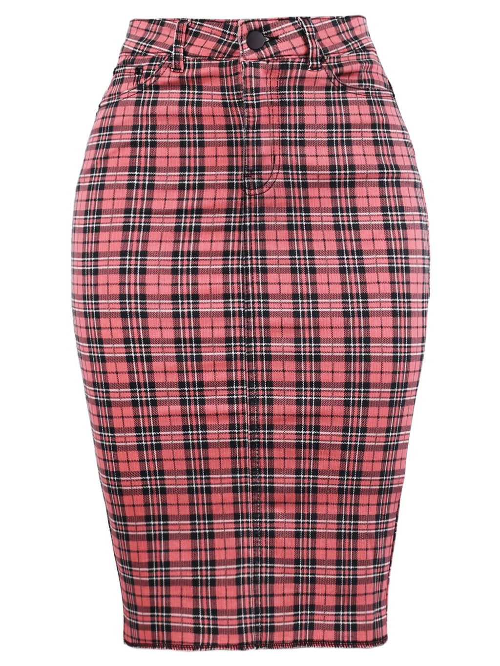 Slim Fit Rayon Knee Length Back Slit Denim Pencil Skirt N78849