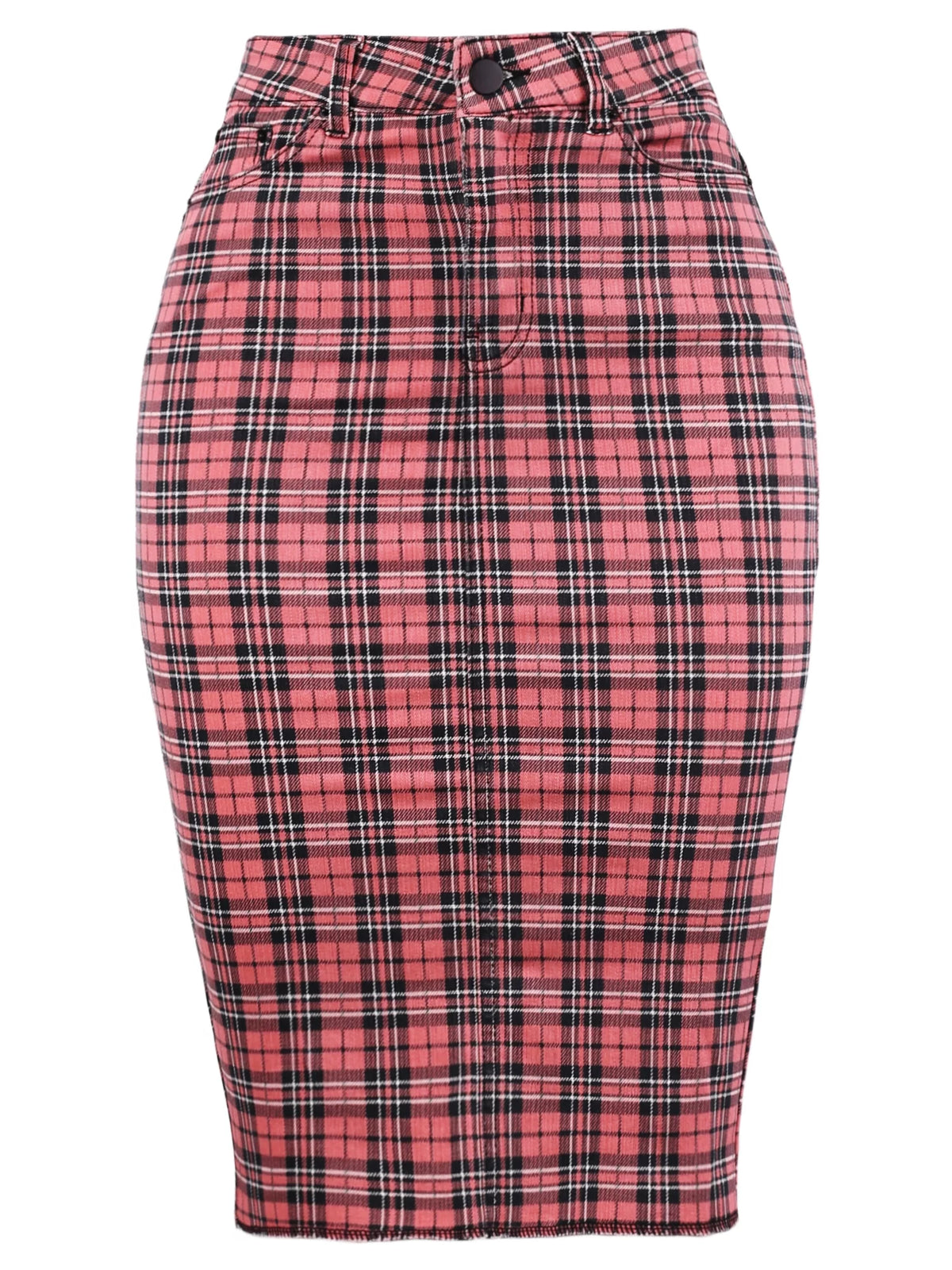Slim Fit Rayon Knee Length Back Slit Denim Pencil Skirt N78849