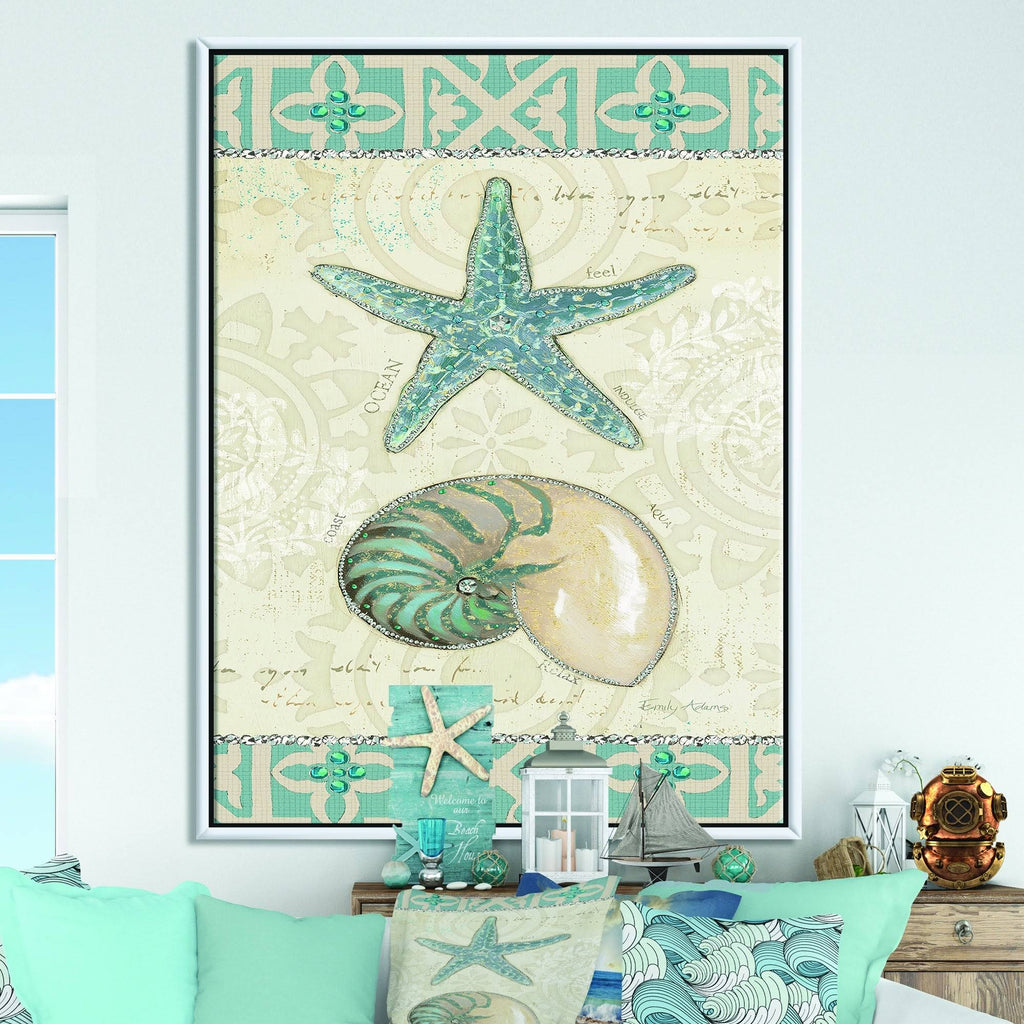 Nautical Coastal Framed Canvas - 34 in. Wide x 44 in. High - Gold K5469