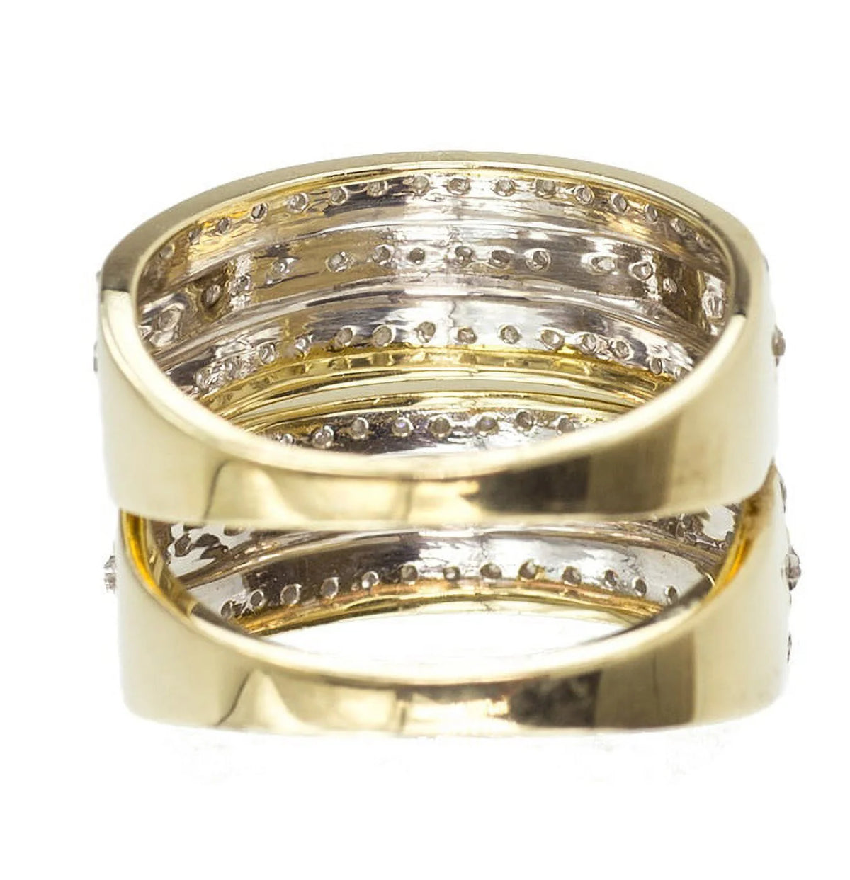 10k Yellow Gold Pave Diamond Trio Wedding Engagement Ring Set 1.0ct M63700