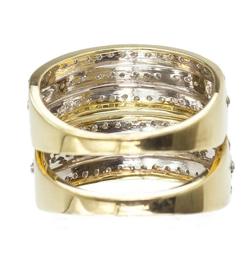 10k Yellow Gold Pave Diamond Trio Wedding Engagement Ring Set 1.0ct M63700