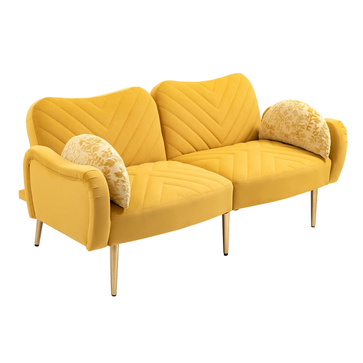 Velvet Love Seats Sofa with 2 Bolster Pillows Z78994