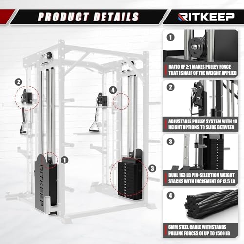 All-in-One Home Gym Equipment with 2200lb Load Capacity and 320lb Weight Stack M1631
