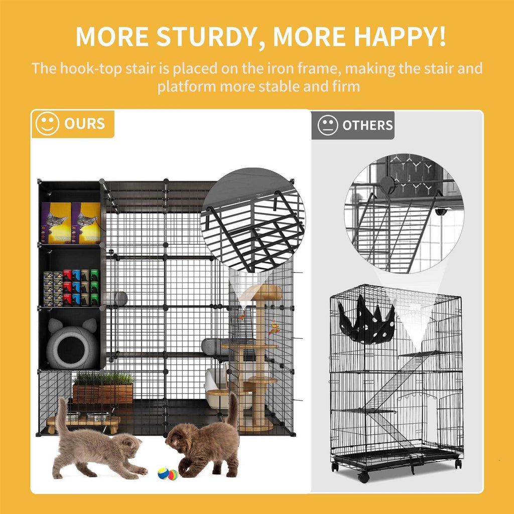 4-Tiers Metal Cat Playpen with Hammock I6288