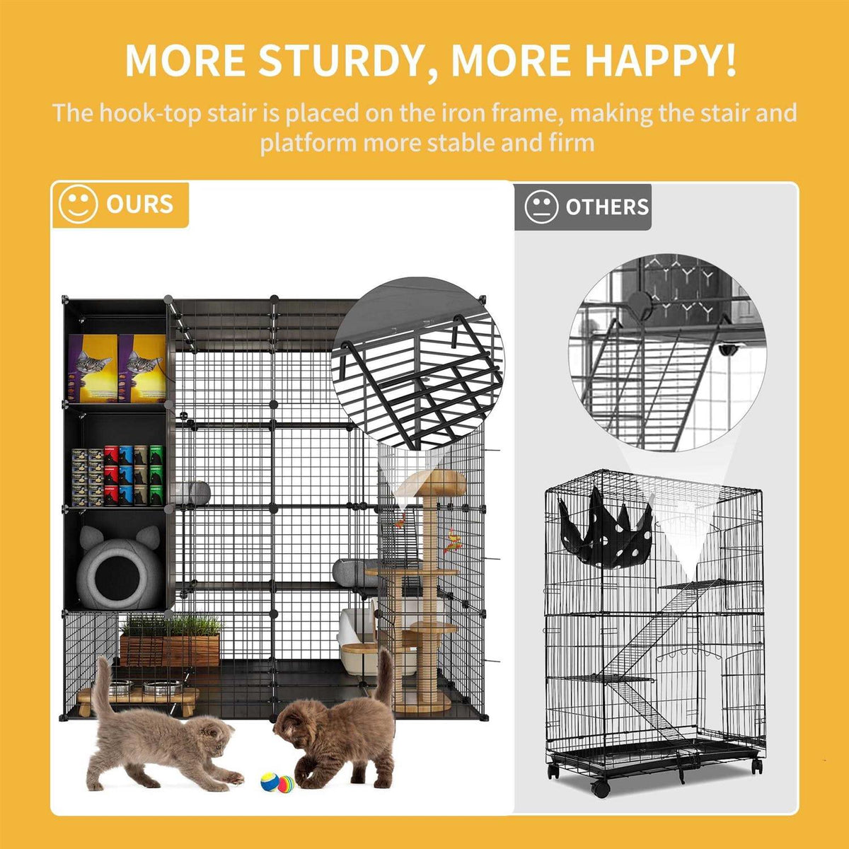 4-Tiers Metal Cat Playpen with Hammock I6288
