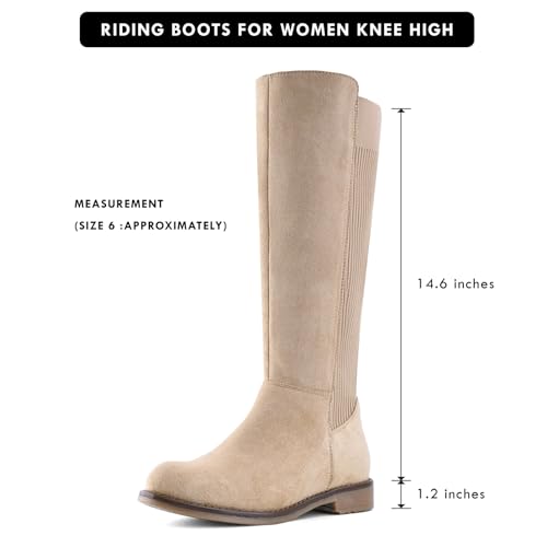 Knee High Boots Flat Low Heel Stretchy Round Toe with Side Zipper B976482