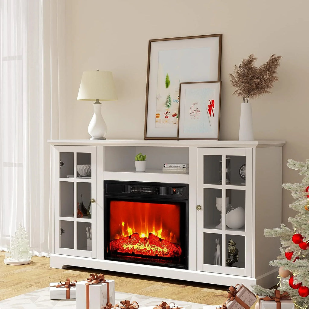 White Fireplace TV Stand T399