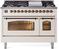 48 Dual Fuel Natural Gas Range Antique White Bronze Trim N756734