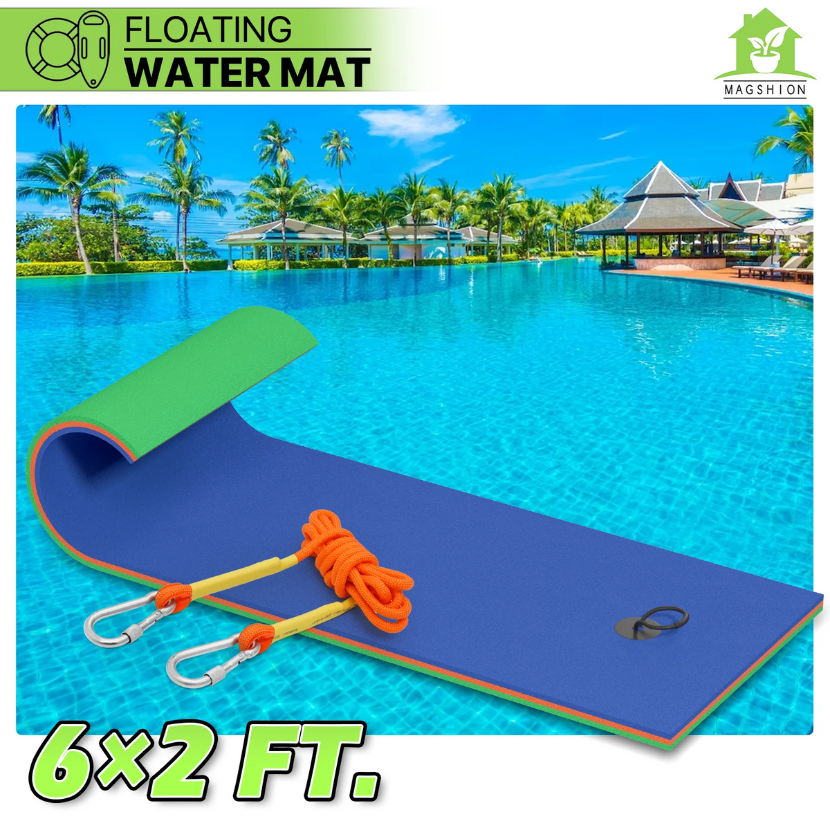 Blue 3-Layer XPE Foam Floating Water Mat U278117