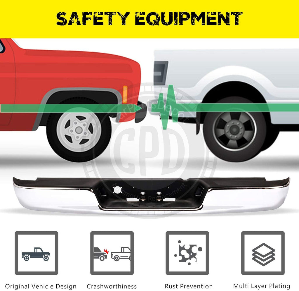 Chrome Rear Step Bumper Bar Assembly with Black Pad W92015