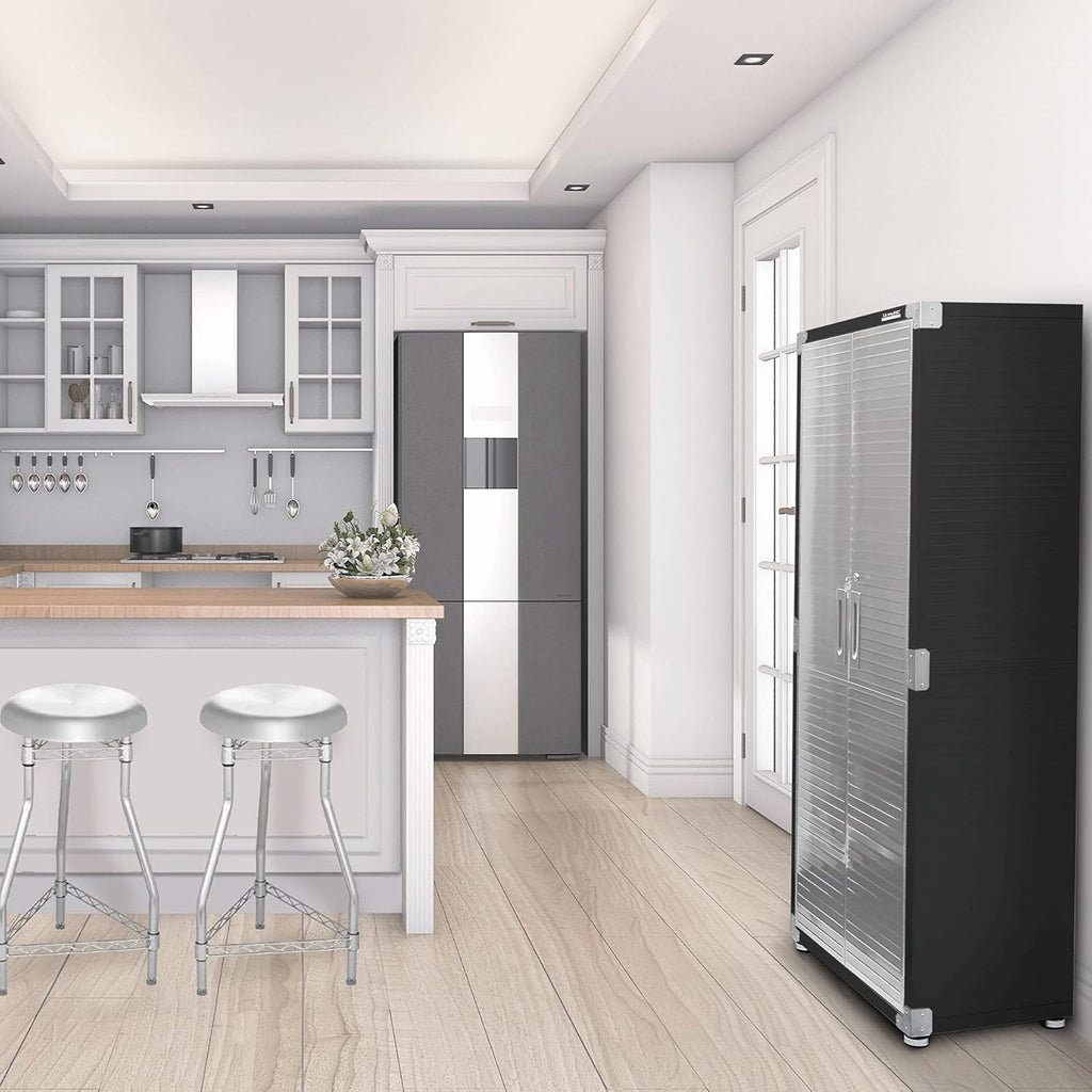 Solid Steel Lockable Metal Storage Cabinet with Adjustable Shelves, 30" W x 18" D x 72" H, Graphite E44844