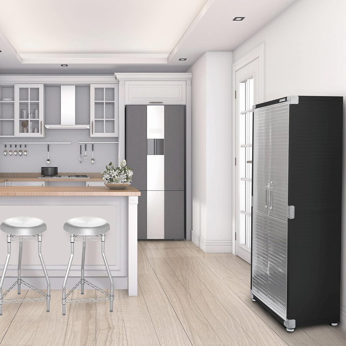 Solid Steel Lockable Metal Storage Cabinet with Adjustable Shelves, 30" W x 18" D x 72" H, Graphite E44844