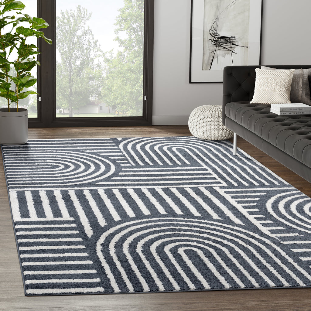 8 x 10 Cream Charcoal Area Rug A33583