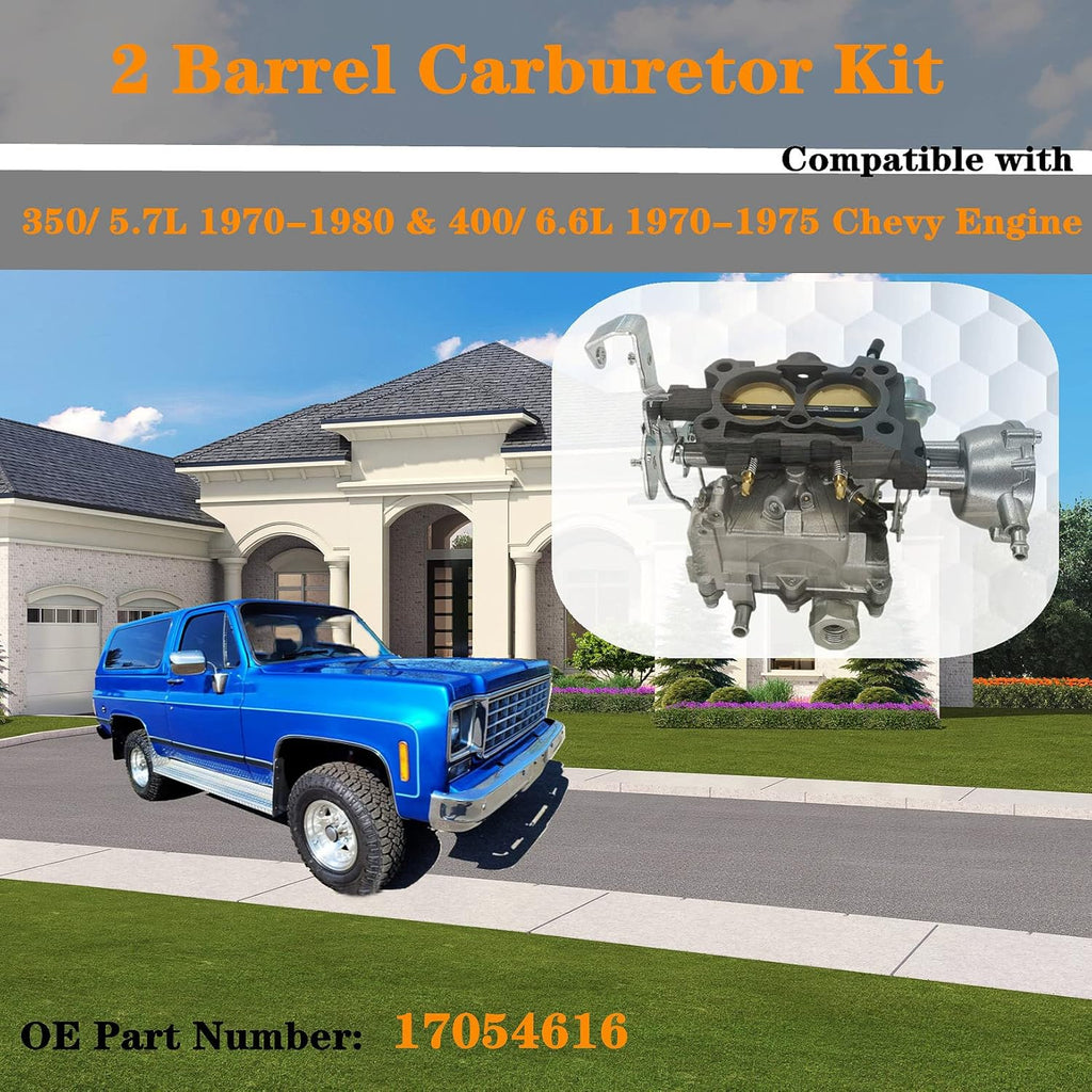 2 Barrel Carburetor Compatible with Chevy 350 5.7L 1970-1980 400 6.6L 1970-1975 Small Block Engine D343