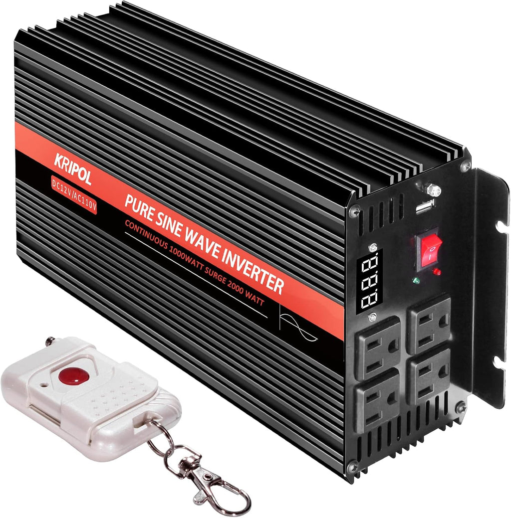 1000 Watt Pure Sine Wave Inverter 12v DC to 110/120v AC V14266