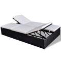 Double Chaise Lounge Chair 2-Person Poly Rattan Sun Lounger with Adjustable Cushion A267