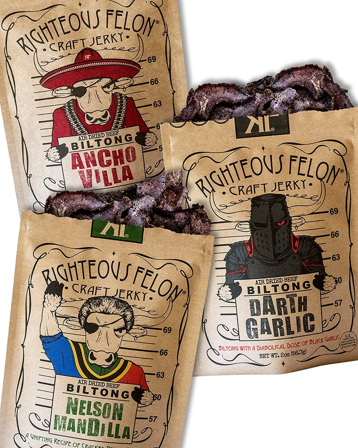 2 oz Bags Beef Jerky Variety Pack 3 Pack B860654