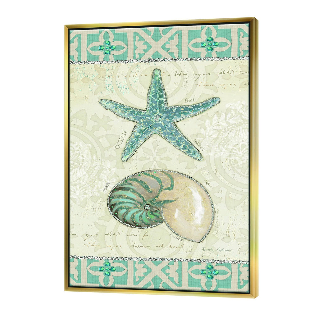 Nautical Coastal Framed Canvas - 34 in. Wide x 44 in. High - Gold K5469